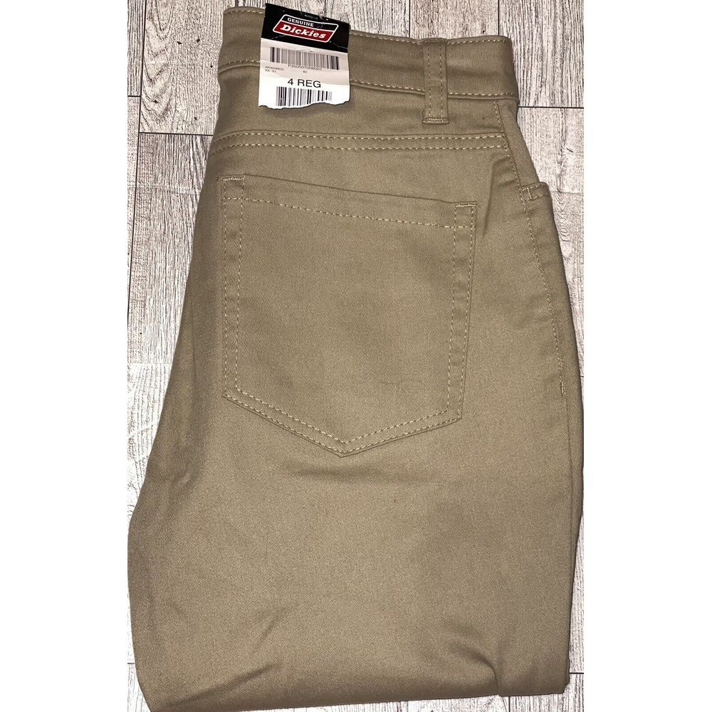 NWT GENUINE DICKIES WOMEN'S PERFECTLY SLIMMING PANTS Chino Khaki 4 Regular